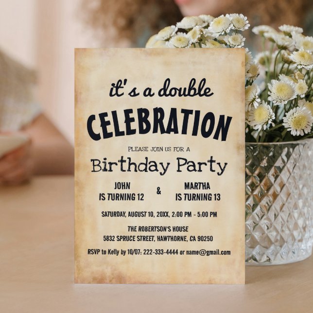Classic Rustic Double Birthday Party  Invitation (Creator Uploaded)
