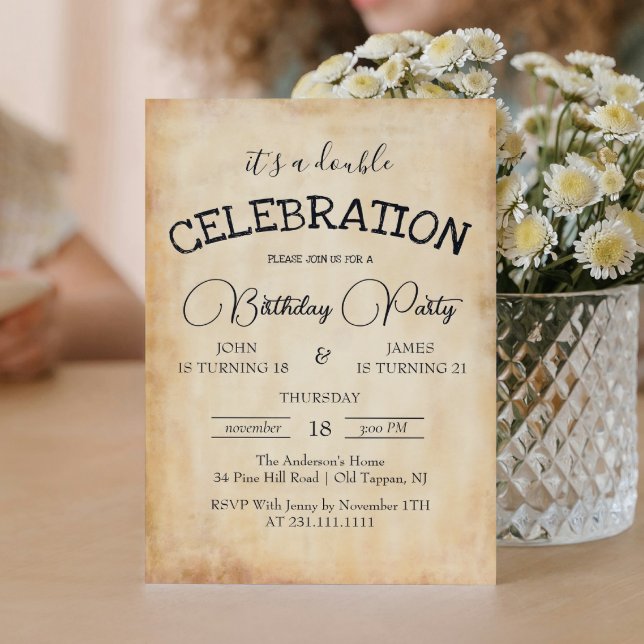 Classic Rustic Double Birthday Party  Invitation (Creator Uploaded)