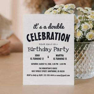 Classic Rustic Double Birthday Party Invitation