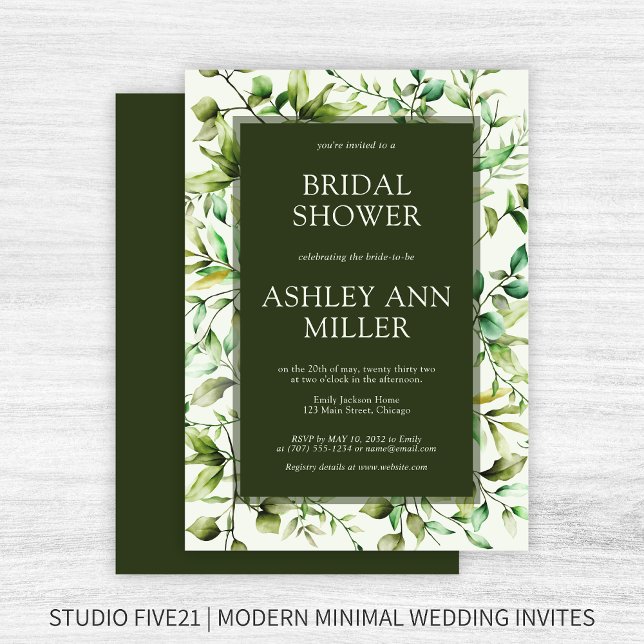 Classic Rustic Floral Border Bridal Shower Invitation (Creator Uploaded)