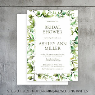 Classic Rustic Floral Border Bridal Shower Invitation