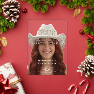 classic rustic minimal cow boy bridal shower acrylic invitations