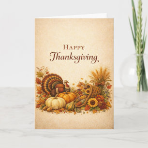 Classic Rustic Thanksgiving Turkey Harvest Card