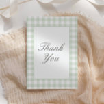 Classic Sage Gingham Boy Baby Shower Thank You Card<br><div class="desc">Say thank you to friends and family for attending your baby shower with this elegant sage gingham thank you card.</div>
