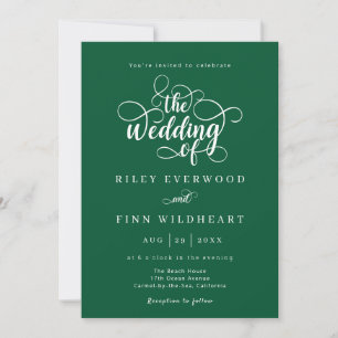 Classic Sage green and white Wedding Invitation