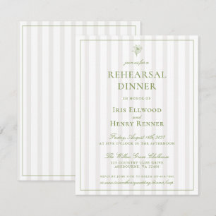Classic Sage Green & Beige Rehearsal Dinner Invitation