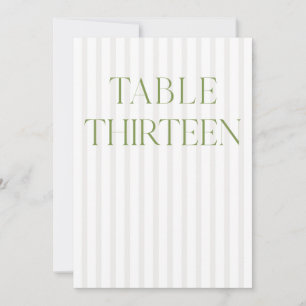 Classic Sage Green & Beige Wedding 13 Table Number