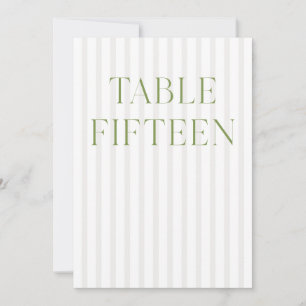 Classic Sage Green & Beige Wedding 15 Table Number