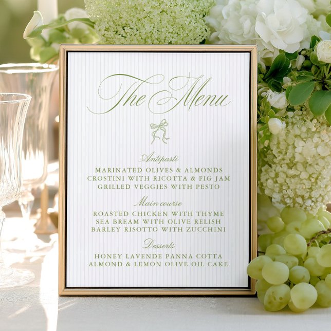 Classic Sage Green & Blue Striped Wedding Menu (Classic Sage Green & Blue Striped Wedding Menu)