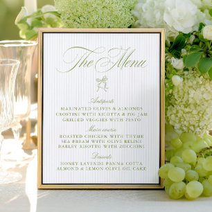 Classic Sage Green & Blue Striped Wedding Menu