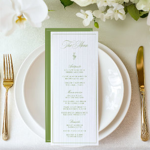 Classic Sage Green & Blue Striped Wedding Menu