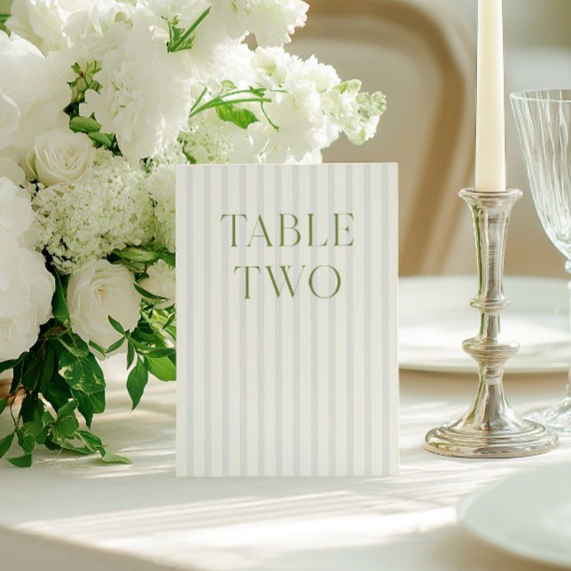 Classic Sage Green & Blue Wedding Table Number (Classic Sage Green & Blue Wedding Table Number)