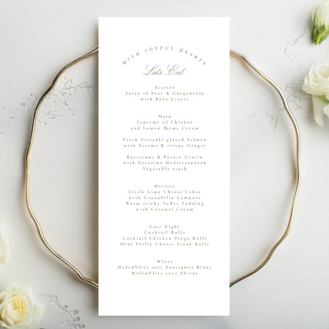 Classic Sage Green Calligraphy Formal Wedding Menu (Creator Uploaded)