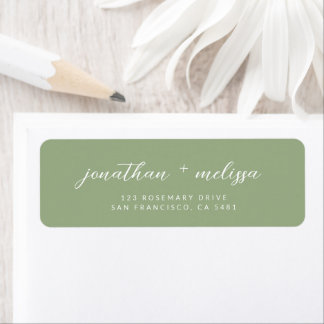 Classic Sage Green Calligraphy Wedding Address Return Address Label