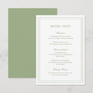 Classic Sage Green Elegant Wedding Enclosure Card