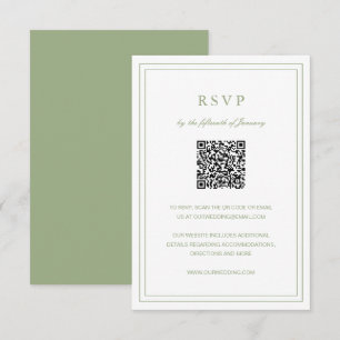 Classic Sage Green Elegant Wedding RSVP Card