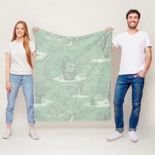 Classic Sage Green Floral Bouquet Pattern Fleece Blanket