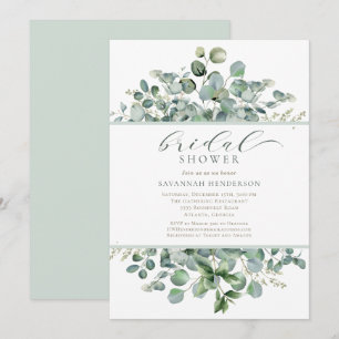 Classic Sage Green Floral Bridal Shower Editable Invitation