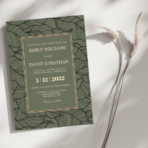 Classic Sage Green Floral Pattern Elegant  Invitation