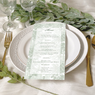Classic Sage Green Landscape Toile Wedding Menu