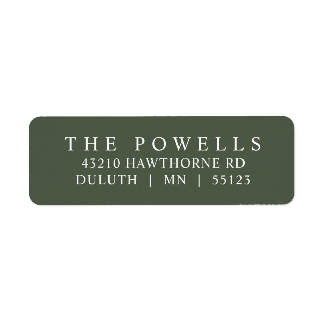 Classic Sage Green Minimalist Return Address  Label (Front)
