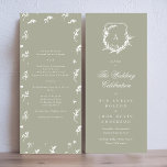 classic sage green monogram crest wedding program<br><div class="desc">This is a rack card for the wedding ceremony program for a classic romantic outdoor,  garden-inspired wedding or just a simply love florals and botanicals with its clean,  classic element of design elegance and text typography by Phrosne Ras Design. 
This invite is part of a unique suite and collection.</div>
