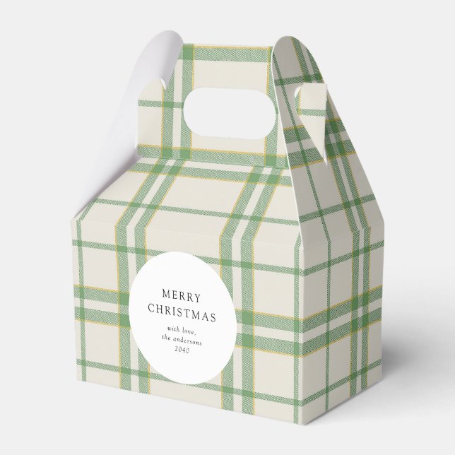 Classic Sage Green Plaid Holiday Custom Cookie Favour Box (Front Side)