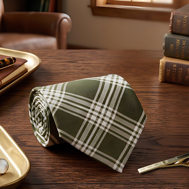 Classic Sage Green Plaid Tie (Creator Uploaded)