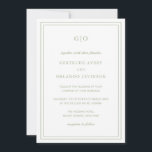Classic Sage Green QR Code Elegant Wedding Invitation<br><div class="desc">Classic style sage green wedding invitation featuring a simple and minimal design with your monogram at the top and your event details surrounded by a double border. The fonts alternate between and elegant script, a traditional serif and minimalist sans serif fonts. The back has your guest details along with an...</div>