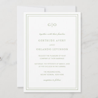 Classic Sage Green QR Code Elegant Wedding Invitation