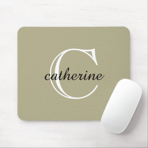 Classic Sage Green Script Monogram Mouse Pad