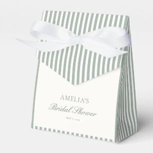 Classic Sage Green Stripe Script Bridal Shower Favour Box