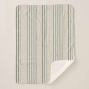Classic Sage Green Ticking Stripe Pattern Sherpa Blanket