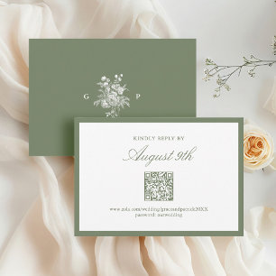 Classic Sage Green Wedding Monogram Response Card