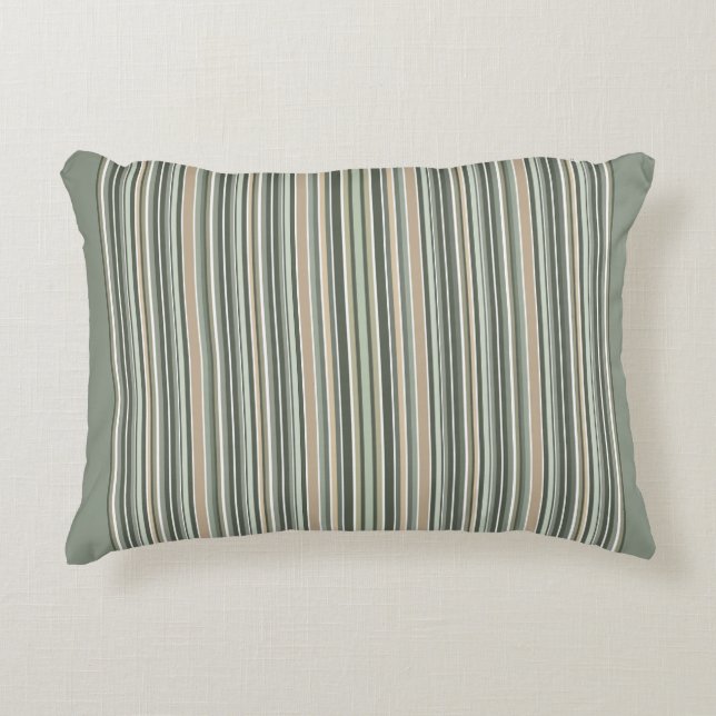 Classic Sage Stripes Decorative Cushion (Front)