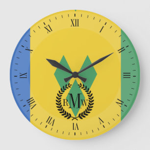Classic Saint Vincent Flag Large Clock