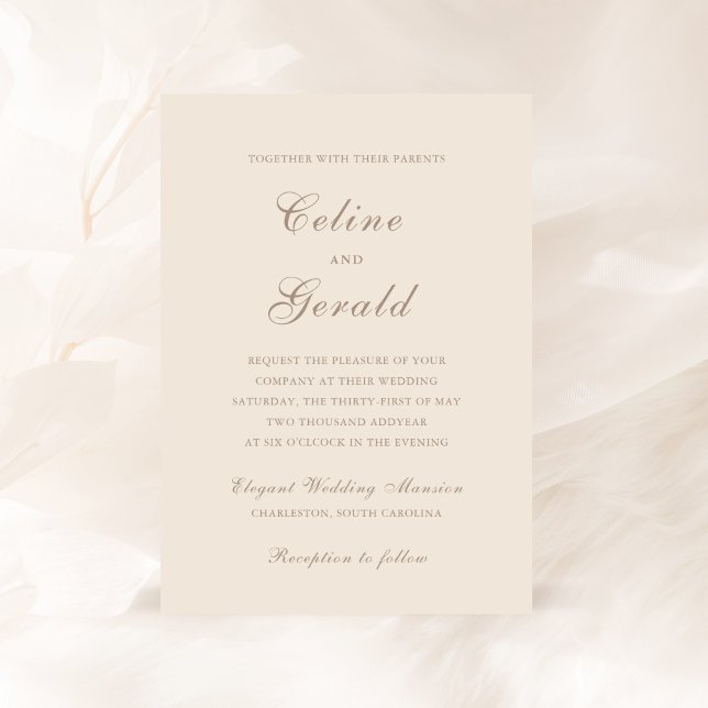 Classic Sandy Neutral Elegant Wedding Invitation (Creator Uploaded)