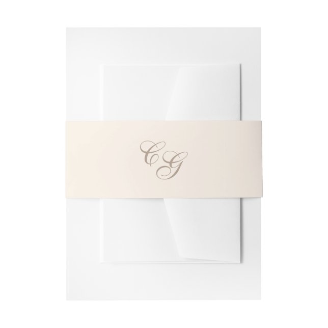 Classic Sandy Neutral Elegant Wedding Invitation Belly Band (Front Example)