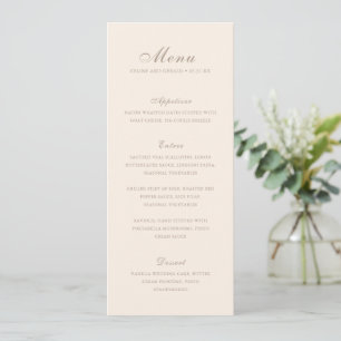 Classic Sandy Neutral Elegant Wedding Menu