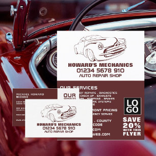 Classic Sangria Red, Auto Mechanic/Repairs Advert Flyer