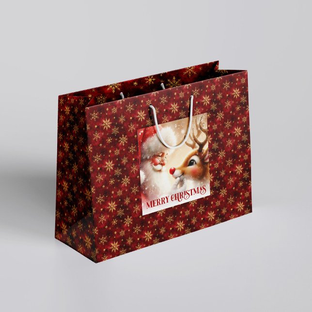 Classic Santa and Red Nose Rudolph Christmas Bag (Classic Santa and Red Nose Rudolph Christmas Bag)