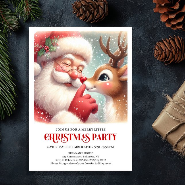 Classic Santa and Rudolph Xmas Party Invitation (Classic Santa and Rudolph Xmas Party Invitation)