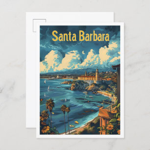 Classic Santa Barbara USA Retro Vintage Travel Postcard