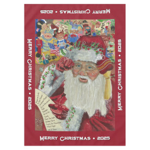 Classic Santa - Burgundy Custom Christmas Tablecloth