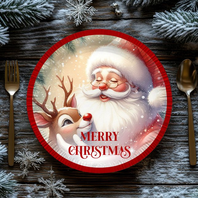 Classic Santa Cartoon Kids Christmas Party Paper P Paper Plate (Classic Santa Cartoon Kids Christmas Party Paper Plates

)