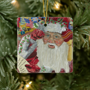 Classic Santa - Checking It Twice 2-Sided Ceramic Ornament