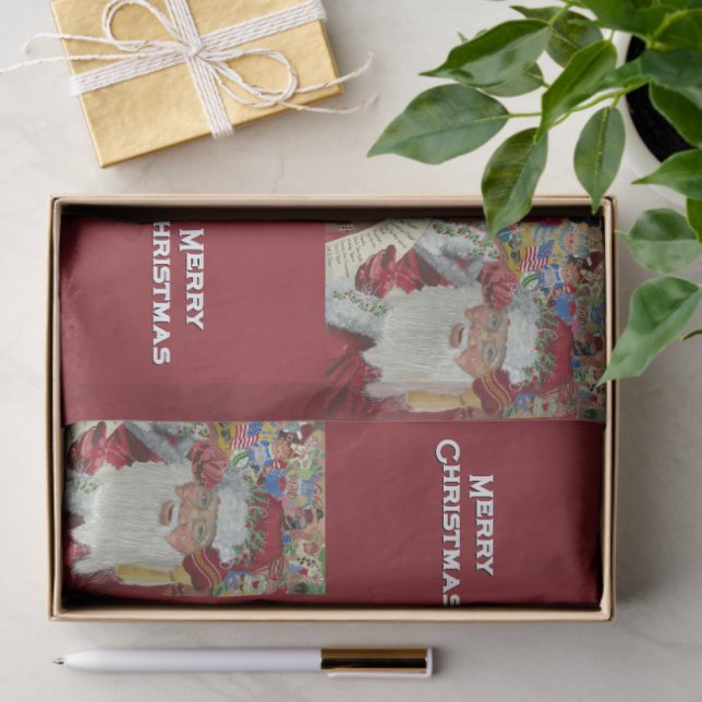 Classic Santa - Checking It Twice Merry Christmas Tissue Paper (Gift)