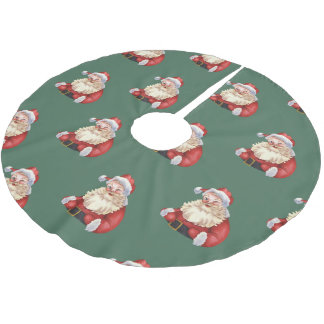 Classic Santa christmas Brushed Polyester Tree Skirt
