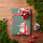 Classic Santa christmas Wrapping Paper<br><div class="desc">Classic Santa. Green background.</div>