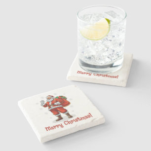 Classic Santa Claus bringing Christmas presents Stone Coaster